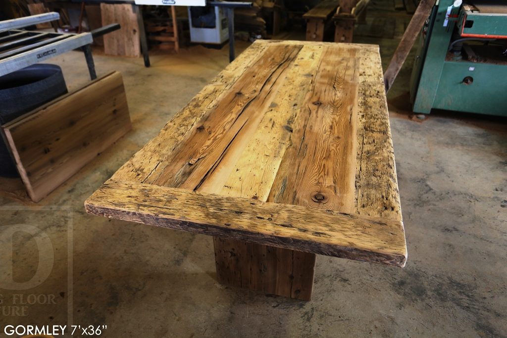 reclaimed wood table Toronto, Mennonite Furniture Ontario, harvest tables Toronto, farmhouse table, epoxy finish, rustic wood table, rustic furniture, hemlock, solid wood furniture, Ontario pioneer history