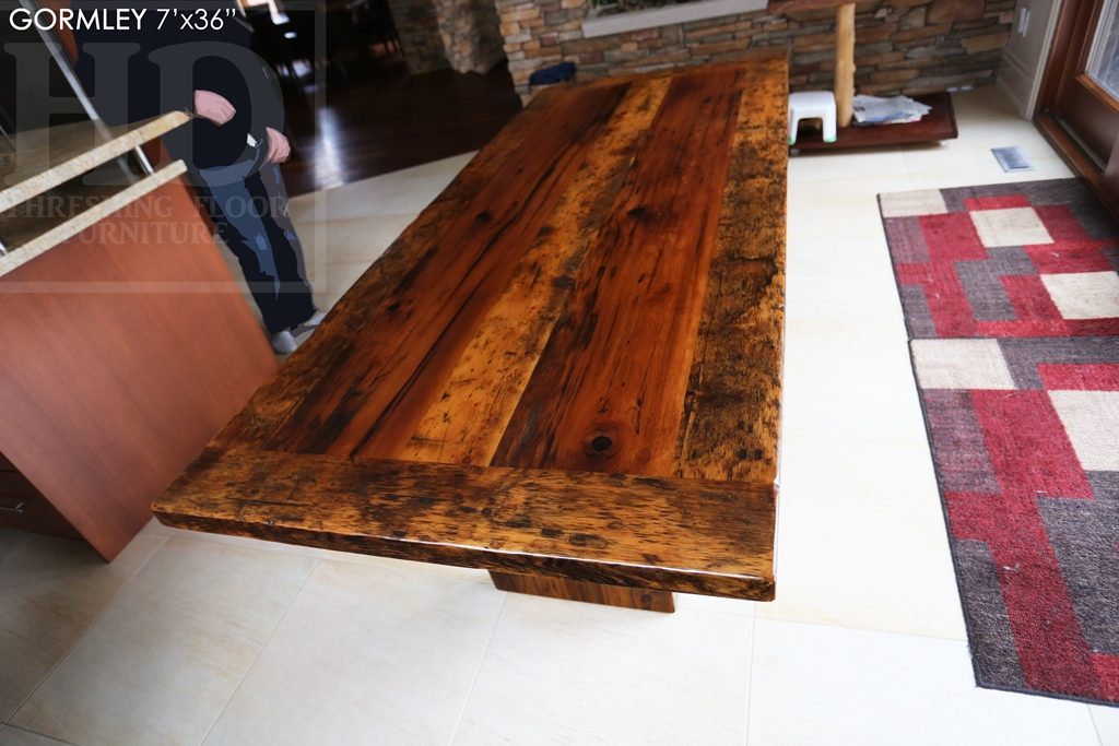 reclaimed wood table Toronto, Mennonite Furniture Ontario, harvest tables Toronto, farmhouse table, epoxy finish, rustic wood table, rustic furniture, hemlock, solid wood furniture, Ontario pioneer history