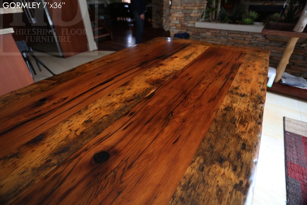 reclaimed wood table Toronto, Mennonite Furniture Ontario, harvest tables Toronto, farmhouse table, epoxy finish, rustic wood table, rustic furniture, hemlock, solid wood furniture, Ontario pioneer history