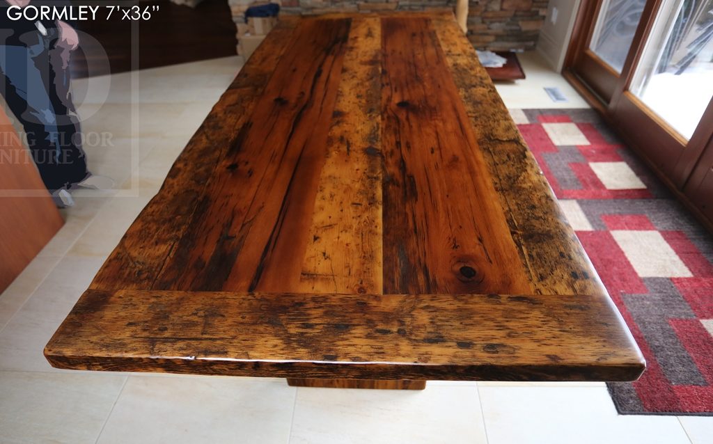 reclaimed wood table Toronto, Mennonite Furniture Ontario, harvest tables Toronto, farmhouse table, epoxy finish, rustic wood table, rustic furniture, hemlock, solid wood furniture, Ontario pioneer history