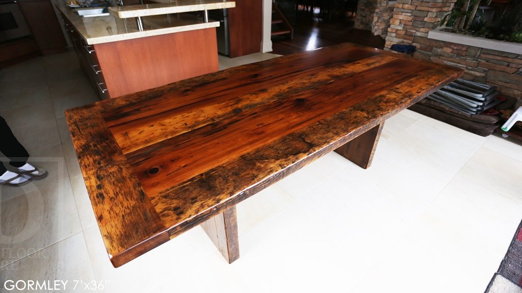 reclaimed wood table Toronto, Mennonite Furniture Ontario, harvest tables Toronto, farmhouse table, epoxy finish, rustic wood table, rustic furniture, hemlock, solid wood furniture, Ontario pioneer history