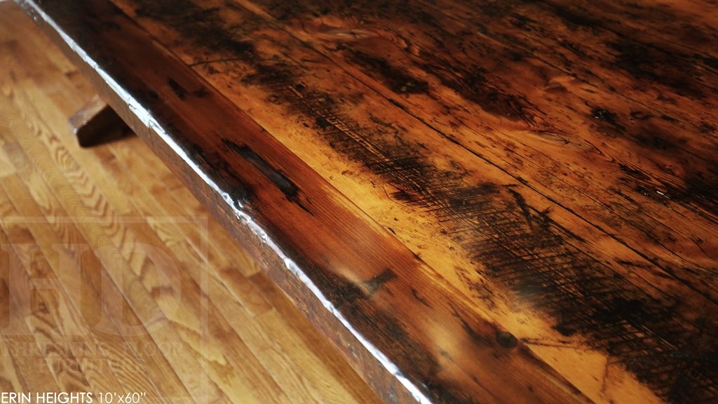 reclaimed wood table, hemlock threshing floor construction, sawbuck table, custom furniture Ontario, threshing floor table, HD Threshing, cottage furniture Ontario, cottage table, country style table, mennonite furniture