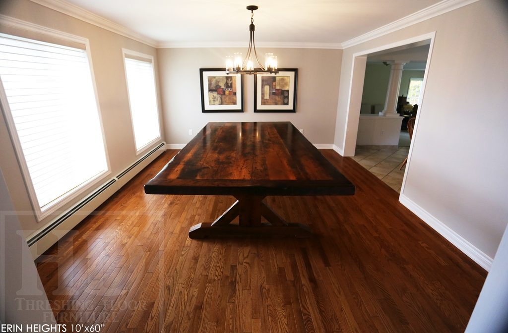 reclaimed wood table, hemlock threshing floor construction, sawbuck table, custom furniture Ontario, threshing floor table, HD Threshing, cottage furniture Ontario, cottage table, country style table, mennonite furniture