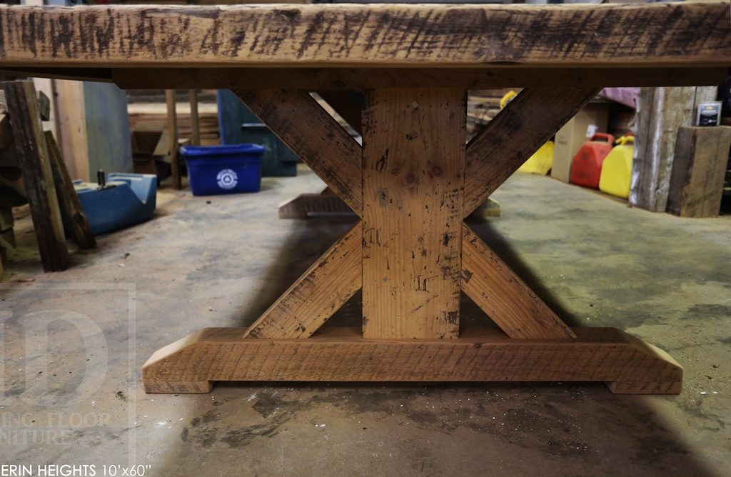 reclaimed wood table, hemlock threshing floor construction, sawbuck table, custom furniture Ontario, threshing floor table, HD Threshing, cottage furniture Ontario, cottage table, country style table, mennonite furniture