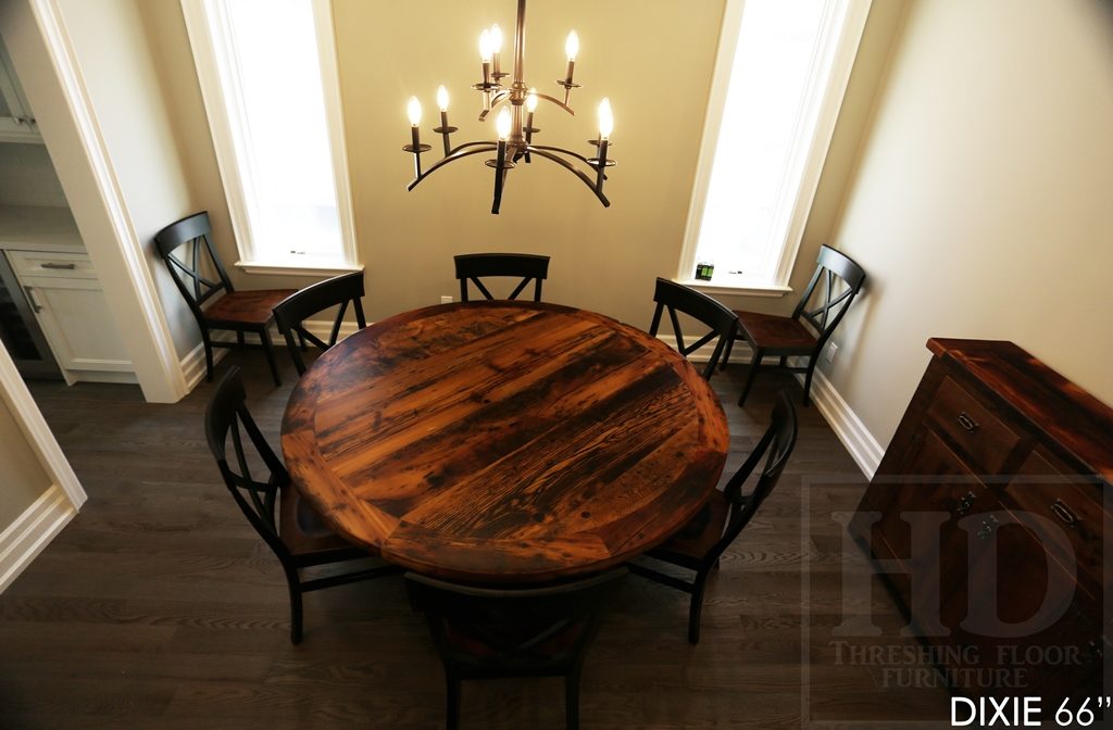 round tables Ontario, reclaimed wood tables Ontario, mennoniture furniture Ontario, HD Threshing, epoxy finish, rustic wood table, custom furniture, threshing floor table