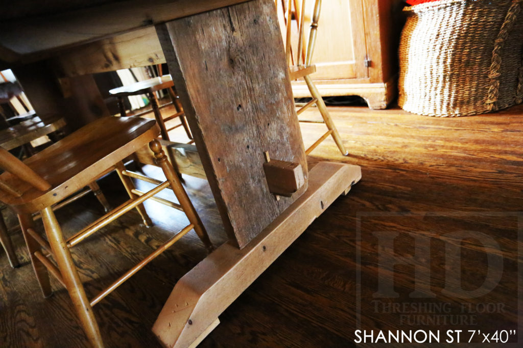 trestle table, grey, gray, unfinished table, reclaimed wood tables Ontario, custom furniture Ontario, epoxy finish, country style, farmhouse table, cottage tables Ontario, distressed wood table, HD Threshing, solid wood furniture, mennonite furniture