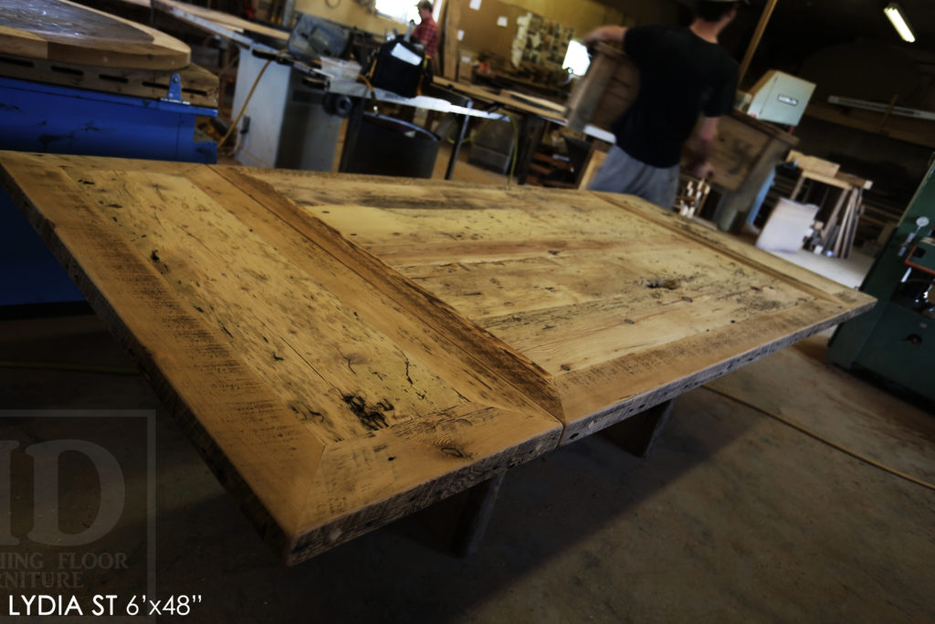 reclaimed wood furniture Simcoe, HD Threshing, rustic wood table, Ontario Mennonite Furniture, solid wood table, epoxy finish, resin, barnwood furniture, grey, gray, farmhouse table, harvest tables Toronto, Gerald Reinink