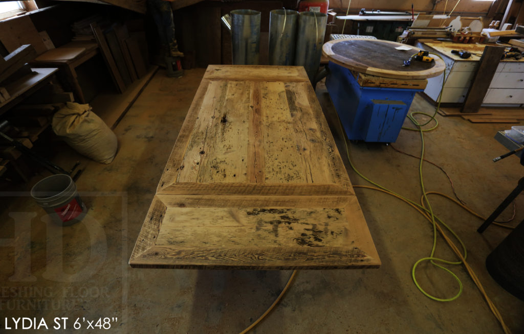 reclaimed wood furniture Simcoe, HD Threshing, rustic wood table, Ontario Mennonite Furniture, solid wood table, epoxy finish, resin, barnwood furniture, grey, gray, farmhouse table, harvest tables Toronto, Gerald Reinink