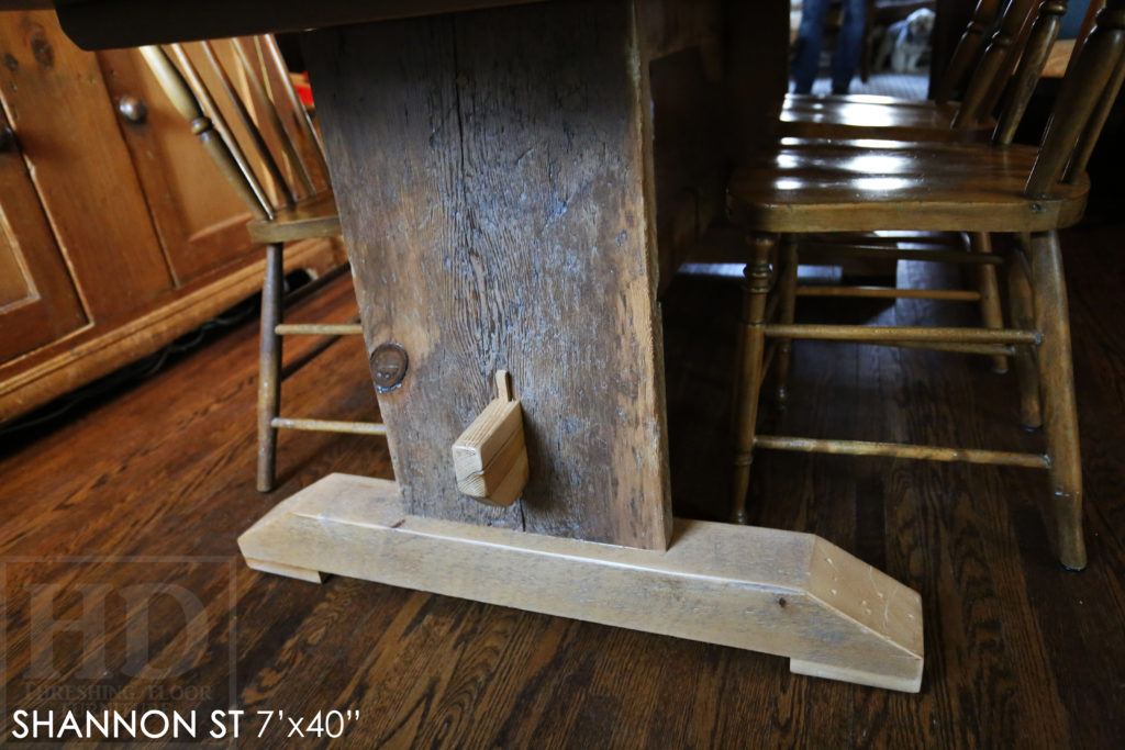 trestle table, grey, gray, unfinished table, reclaimed wood tables Ontario, custom furniture Ontario, epoxy finish, country style, farmhouse table, cottage tables Ontario, distressed wood table, HD Threshing, solid wood furniture, mennonite furniture