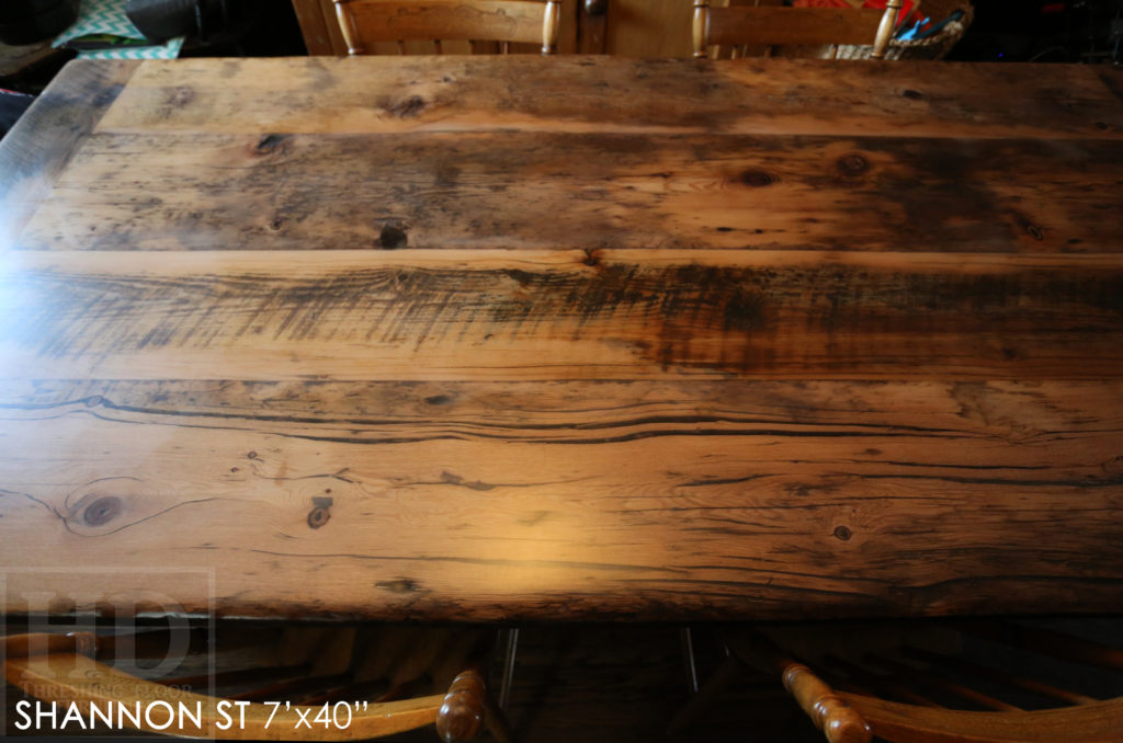 trestle table, grey, gray, unfinished table, reclaimed wood tables Ontario, custom furniture Ontario, epoxy finish, country style, farmhouse table, cottage tables Ontario, distressed wood table, HD Threshing, solid wood furniture, mennonite furniture