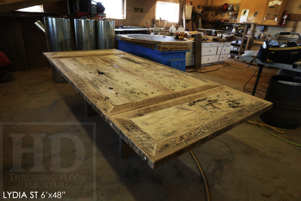 reclaimed wood furniture Simcoe, HD Threshing, rustic wood table, Ontario Mennonite Furniture, solid wood table, epoxy finish, resin, barnwood furniture, grey, gray, farmhouse table, harvest tables Toronto, Gerald Reinink