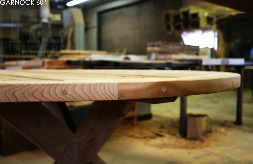 round table, epoxy finish, X Base, custom table, Ontario, HD Threshing, epoxy, resin, HD Threshing Floor Furniture, Gerald Reinink, mennonite furniture, barnwood table, farmhouse table, cottage tables Ontario, unique tables Ontario, Gerald Reinink