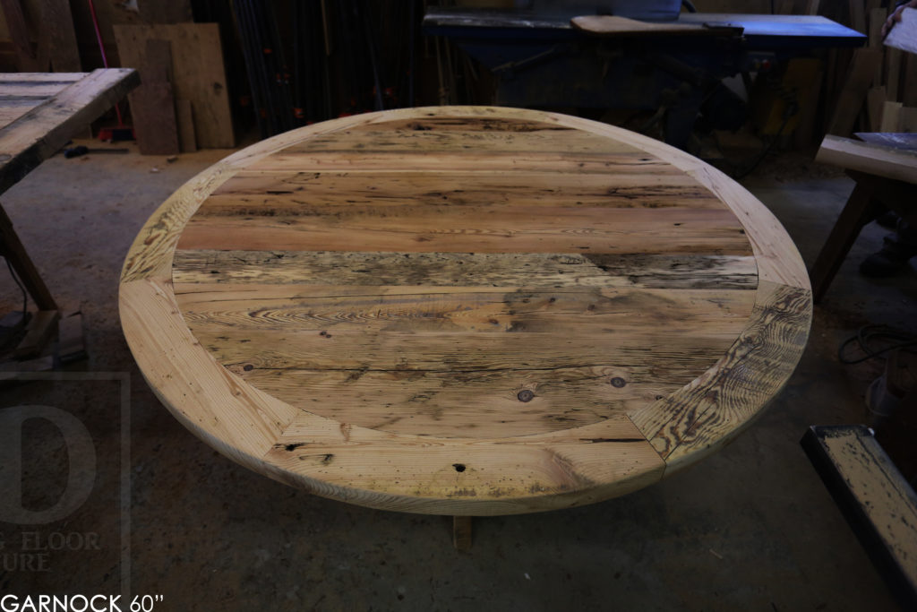 round table, epoxy finish, X Base, custom table, Ontario, HD Threshing, epoxy, resin, HD Threshing Floor Furniture, Gerald Reinink, mennonite furniture, barnwood table, farmhouse table, cottage tables Ontario, unique tables Ontario, Gerald Reinink