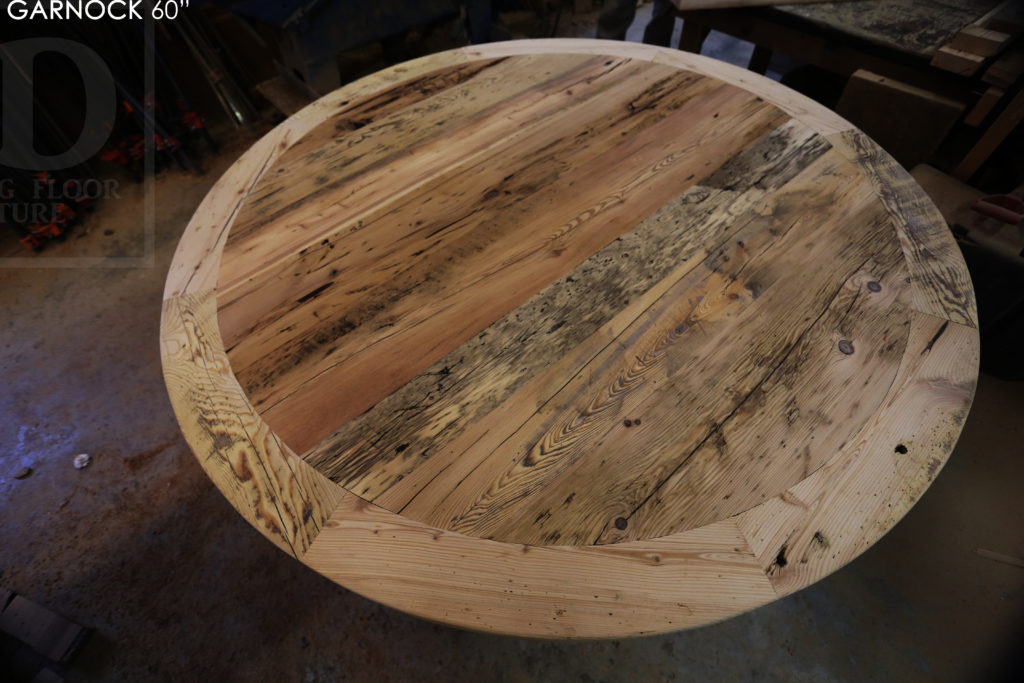 round table, epoxy finish, X Base, custom table, Ontario, HD Threshing, epoxy, resin, HD Threshing Floor Furniture, Gerald Reinink, mennonite furniture, barnwood table, farmhouse table, cottage tables Ontario, unique tables Ontario, Gerald Reinink