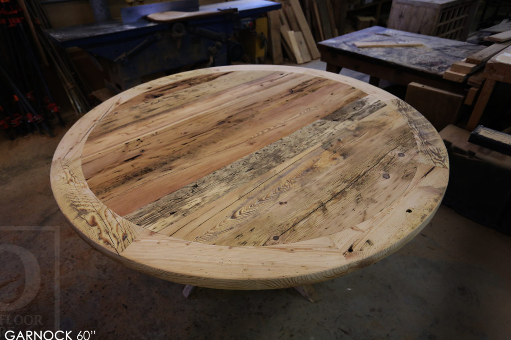 round table, epoxy finish, X Base, custom table, Ontario, HD Threshing, epoxy, resin, HD Threshing Floor Furniture, Gerald Reinink, mennonite furniture, barnwood table, farmhouse table, cottage tables Ontario, unique tables Ontario, Gerald Reinink