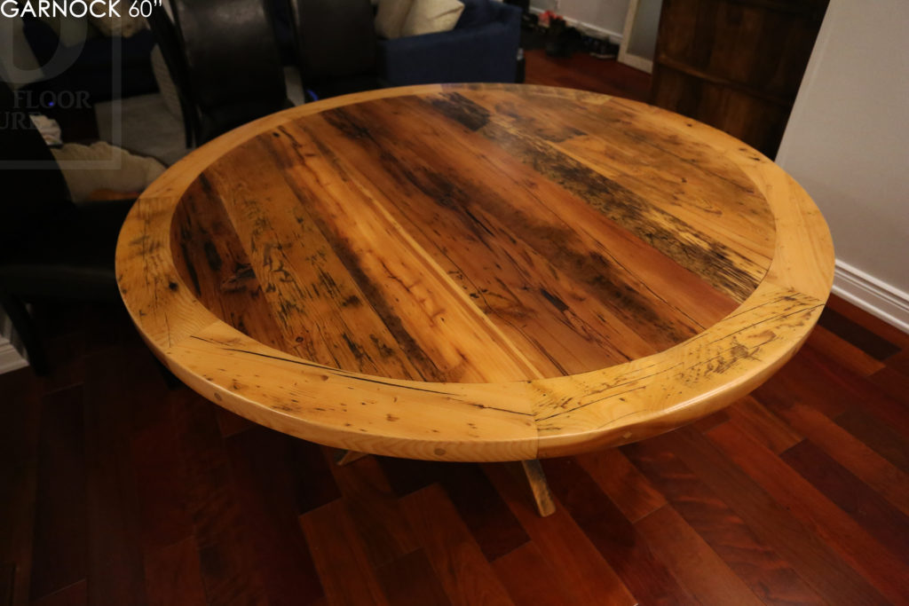 round table, epoxy finish, X Base, custom table, Ontario, HD Threshing, epoxy, resin, HD Threshing Floor Furniture, Gerald Reinink, mennonite furniture, barnwood table, farmhouse table, cottage tables Ontario, unique tables Ontario, Gerald Reinink