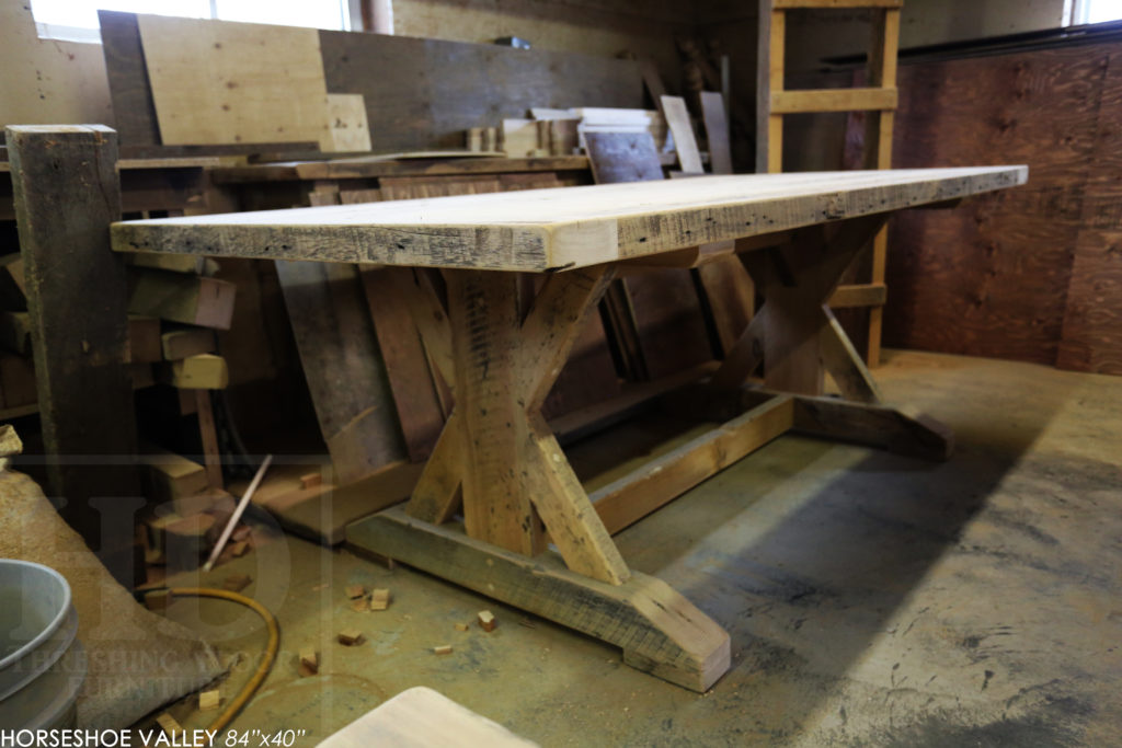 reclaimed wood table, barnwood table, trestle table, farmhouse table, cottage table Ontario