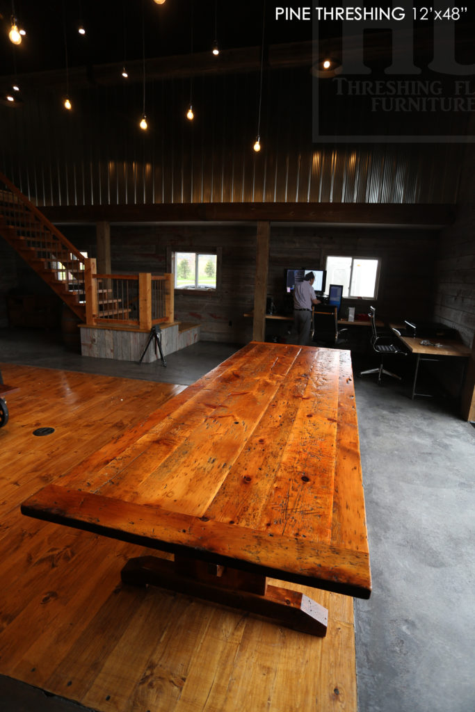 rustic furniture, rustic boardroom table, reclaimed pine table, rustic conference table, farmhouse style boardroom table, boardroom table ontario, boardroom table, distressed wood boardroom table, reclaimed wood table no epoxy, hd threshing boardroom table, solid wood table, mennonite furniture Ontario, unique boardroom table, barnwood boardroom table, rustic furniture toronto