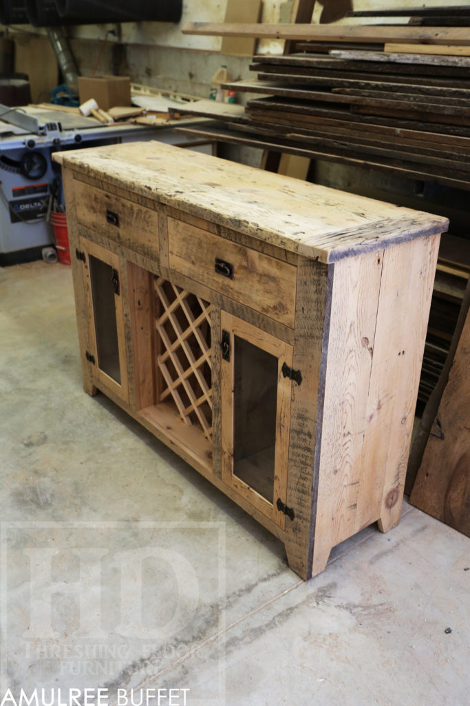 reclaimed wood credenza, reclaimed wood buffet, buffet, credenza, custom credenza, rustic furniture ontario, mennonite furniture ontario