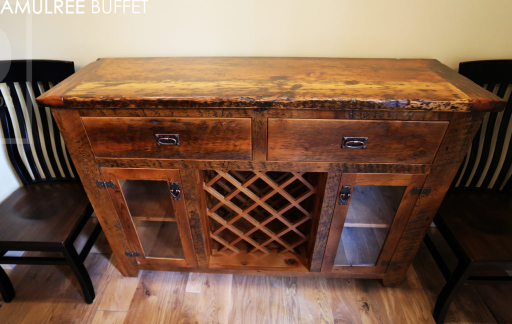 reclaimed wood credenza, reclaimed wood buffet, buffet, credenza, custom credenza, rustic furniture ontario, mennonite furniture ontario