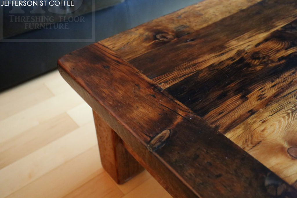 reclaimed wood coffee table, rustic wood coffee table, distressed wood coffee table, epoxy finish, cottage coffee table, farmhouse coffee table