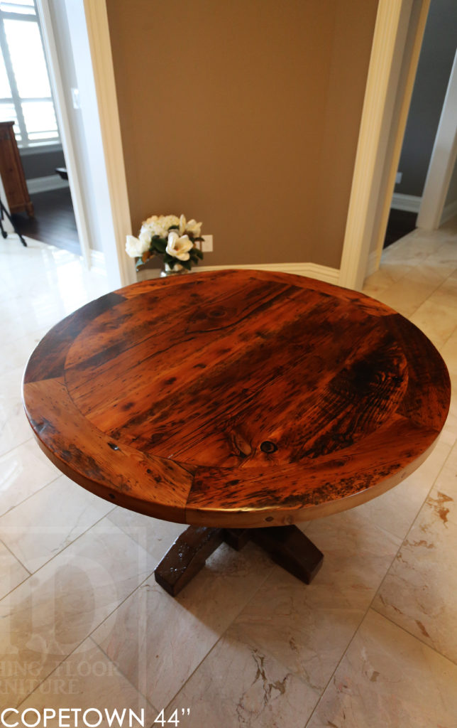 rustic round table, reclaimed wood round table, distressed round table, rustic furniture Ancaster, epoxy, resin, unique round table, custom round table Ontario, hd threshing, solid wood round table, barnwood furniture Ancaster, reclaimed wood kitchen table, mennonite furniture Ancaster, Ontario made furniture, solid wood round table Ancaster, gerald reinink, reclaimed wood furniture blog