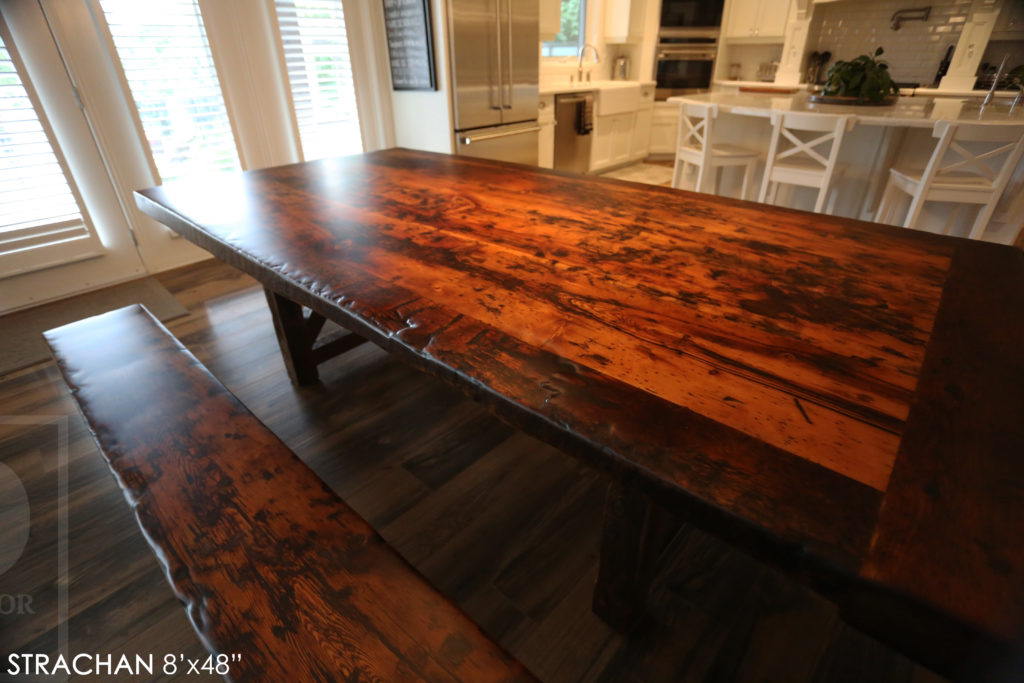 reclaimed wood table, custom table, rustic wood table, barnwood table, epoxy finish, rustic furniture Ontario, cottage furniture Ontario, farmhouse table, solid wood table, Gerald Reinink