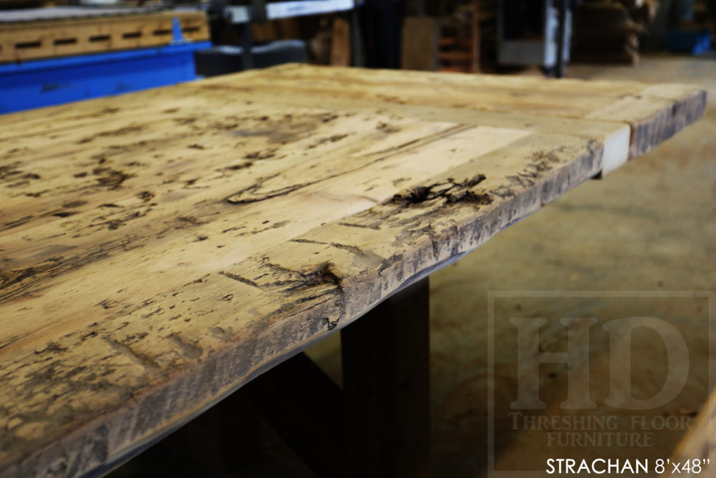 reclaimed wood table, custom table, rustic wood table, barnwood table, epoxy finish, rustic furniture Ontario, cottage furniture Ontario, farmhouse table, solid wood table, Gerald Reinink