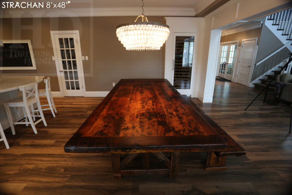 reclaimed wood table, custom table, rustic wood table, barnwood table, epoxy finish, rustic furniture Ontario, cottage furniture Ontario, farmhouse table, solid wood table