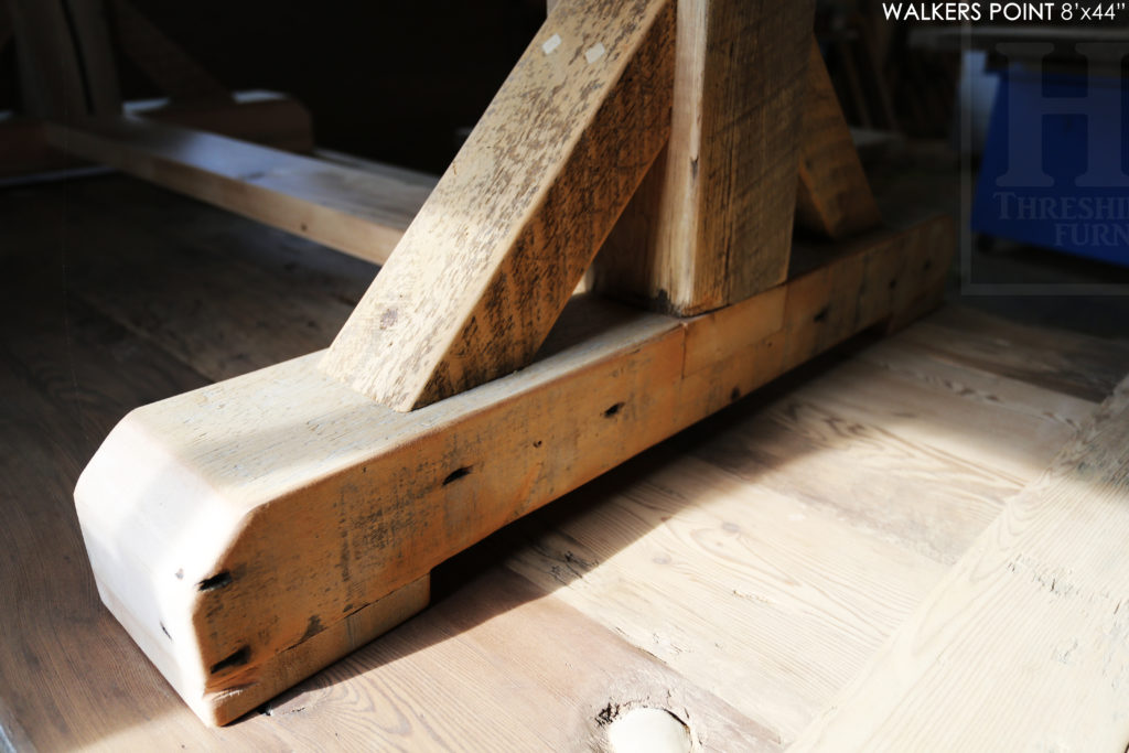 reclaimed wood sawbuck table, rustic furniture Gravenhurst, rustic furniture, reclaimed wood dining table, epoxy finish, HD Threshing, cottage table Ontario, cottage furniture Ontario