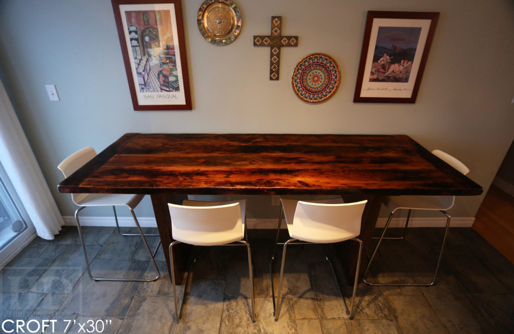 rustic wood furniture windsor, rustic bar height table, reclaimed wood bar height table, hemlock table, epoxy, resin, reclaimed wood table Windsor Ontario, modern farmhouse table, rustic table, solid wood furniture, mennonite furniture windsor, Gerald Reinink