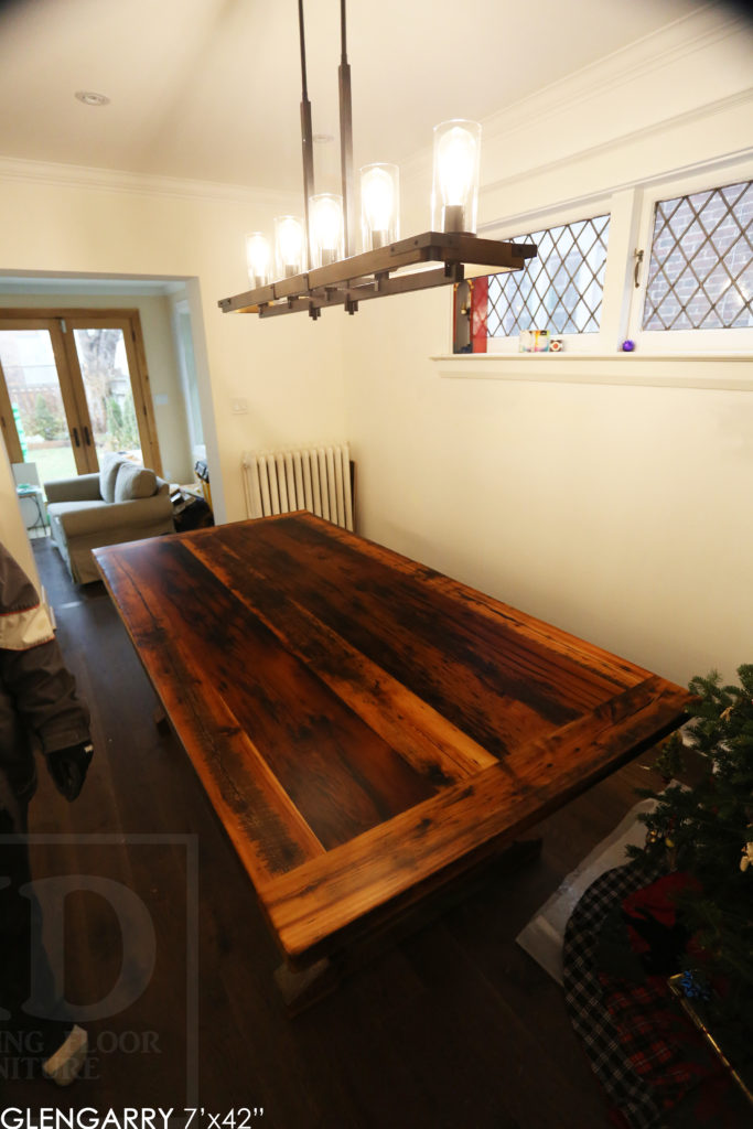 sawbuck table, Toronto reclaimed wood table, hemlock barnboard table, rustic furniture, solid wood table, rustic tables Ontario, farmhouse style, cottage style, threshing floor table, HD Threshing Floor Furniture, Gerald Reinink, reclaimed wood furniture Toronto