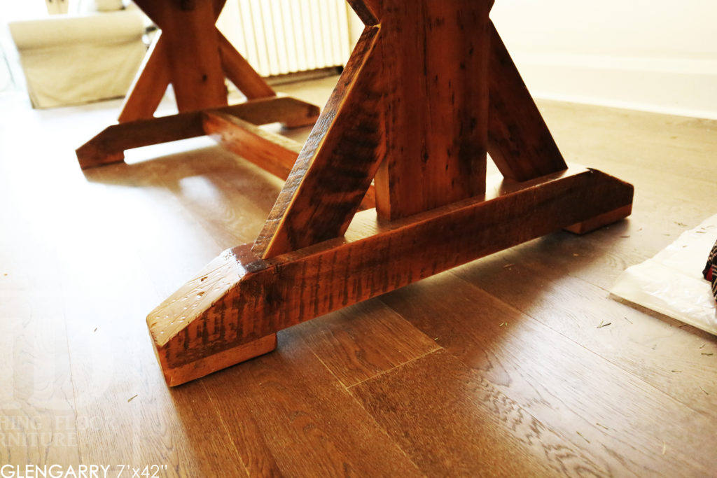 sawbuck table, Toronto reclaimed wood table, hemlock barnboard table, rustic furniture, solid wood table, rustic tables Ontario, farmhouse style, cottage style, threshing floor table, HD Threshing Floor Furniture, Gerald Reinink, reclaimed wood furniture Toronto