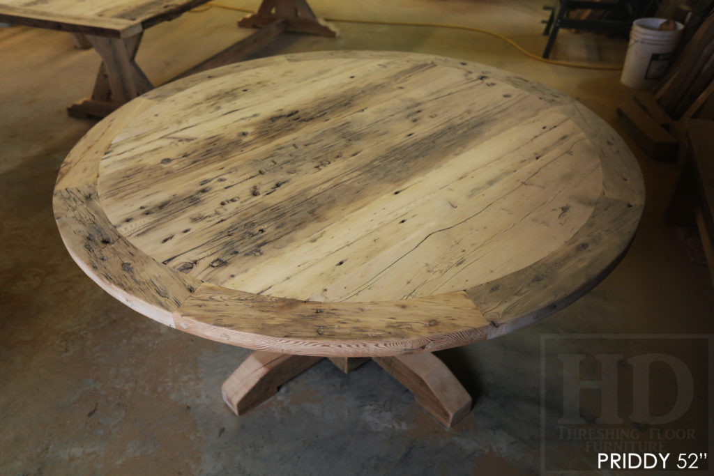 reclaimed wood round table, reclaimed wood furniture Burlington, rustic furniture Burlington, epoxy, hd threshing, reclaimed wood lazy susan, reclaimed wood, pedestal table, hd threshing, gerald reinink