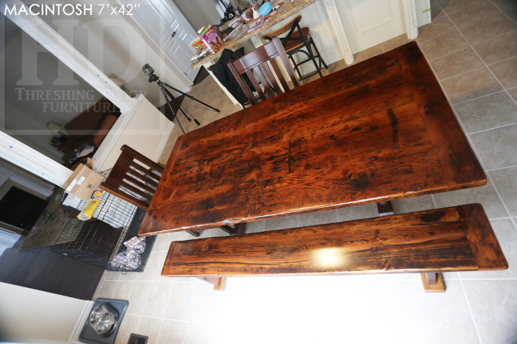 7 ft Reclaimed Wood Table Set with Trestle Base for Stoney Creek