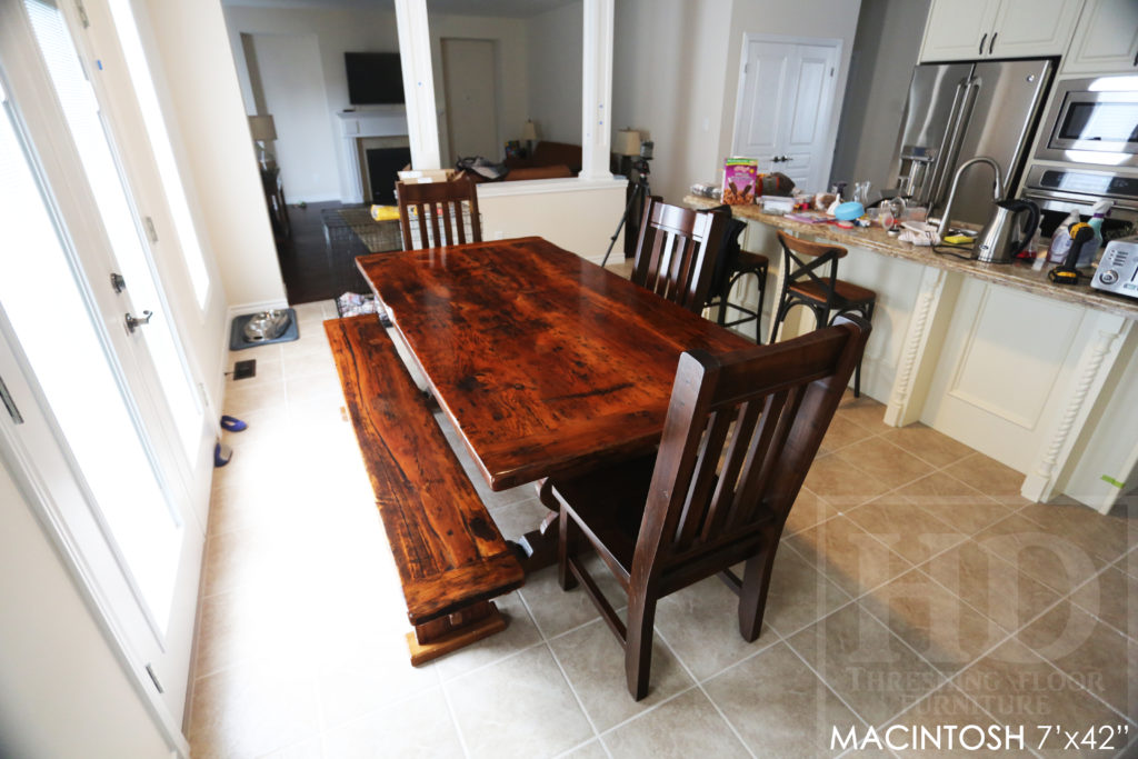 7 ft Reclaimed Wood Table Set with Trestle Base for Stoney Creek