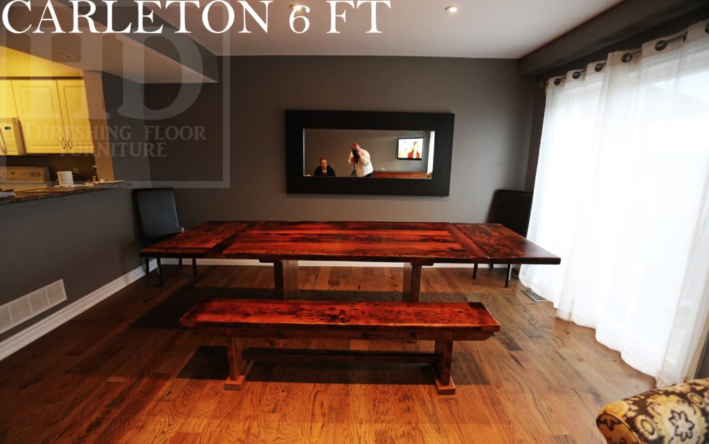 reclaimed wood furniture Cambridge, reclaimed wood bench, plank base table, HD Threshing, distressed wood table, rustic table Ontario, solid wood table, mennonite furniture, Gerald Reinink