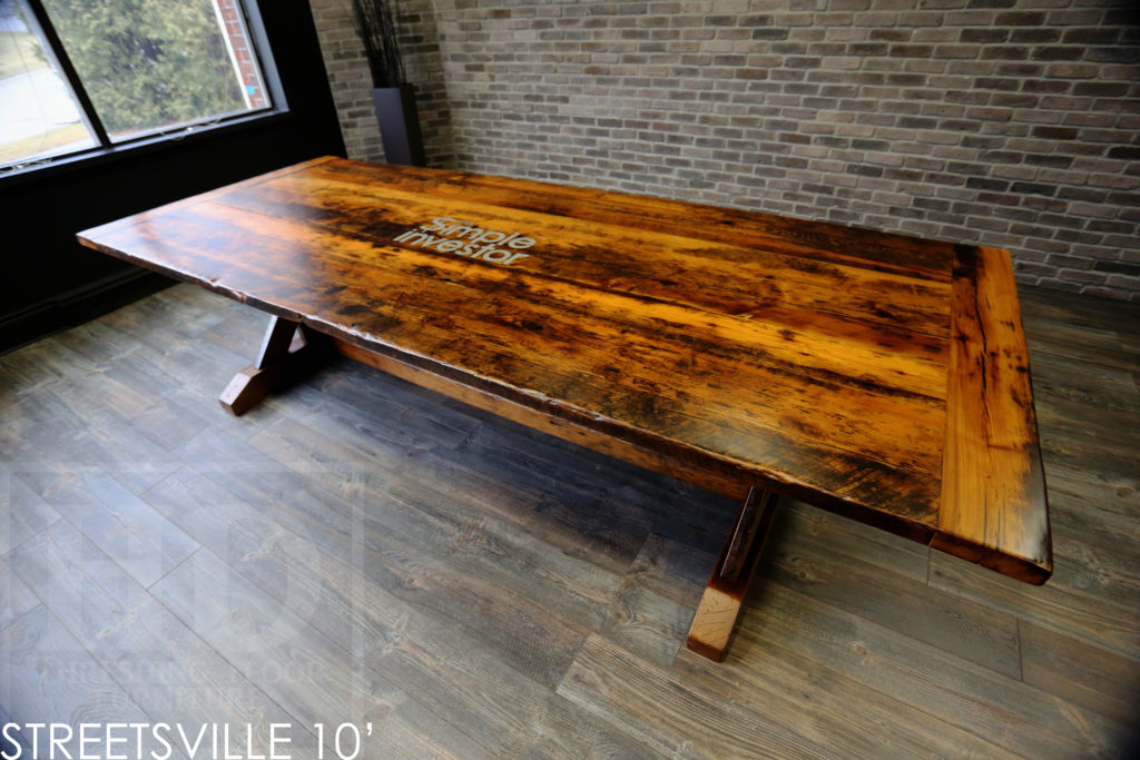 custom boardroom table, reclaimed wood boardroom table, reclaimed wood conference table, boardroom table Toronto, boardroom table Ontario, rustic boardroom table, wood boardroom table, mennonite furniture, epoxy, resin, solid wood boardroom table, Gerald Reinink, HD Threshing Floor Furniture