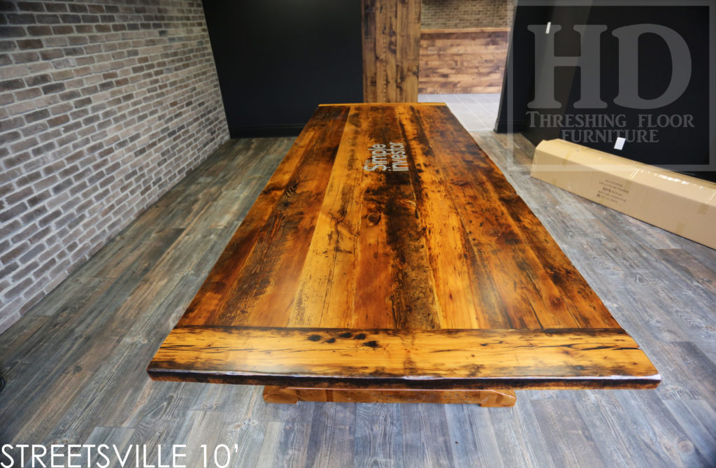 custom boardroom table, reclaimed wood boardroom table, reclaimed wood conference table, boardroom table Toronto, boardroom table Ontario, rustic boardroom table, wood boardroom table, mennonite furniture, epoxy, resin, solid wood boardroom table, Gerald Reinink, HD Threshing Floor Furniture