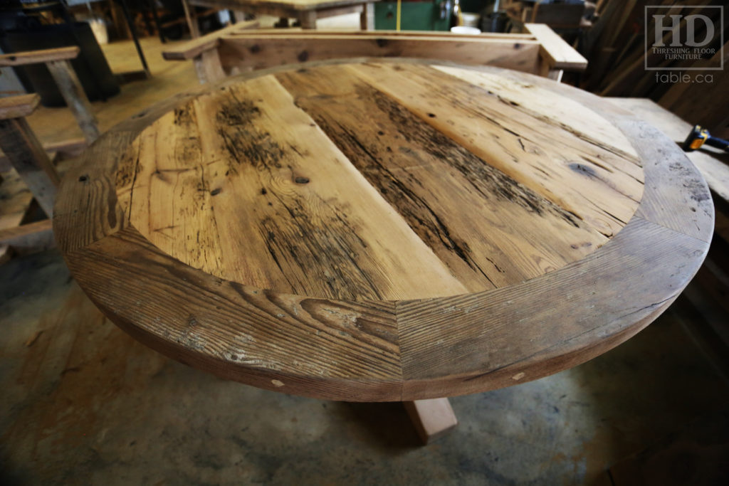 round table, barnwood round table, rustic round table, gerald reinink, reclaimed round table ontario