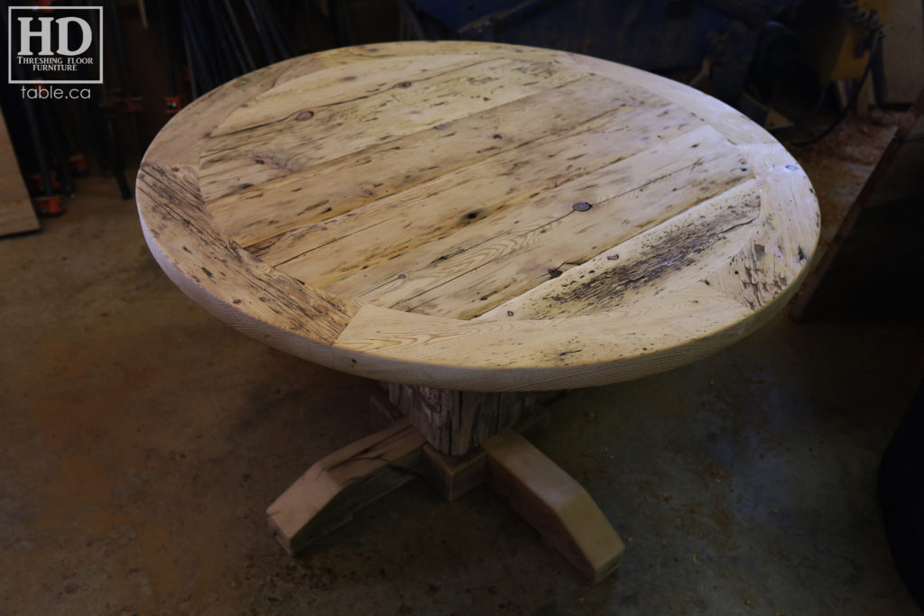 round table, barnwood round table, rustic round table, gerald reinink, reclaimed round table ontario