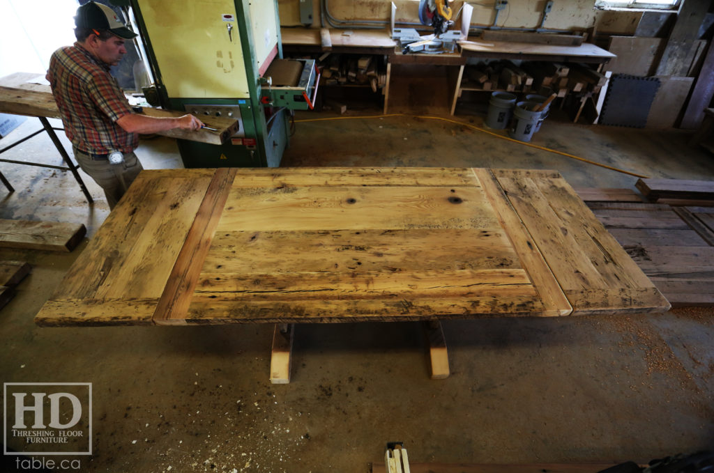 reclaimed wood table, unfinished table, gerald reinink, trestle table