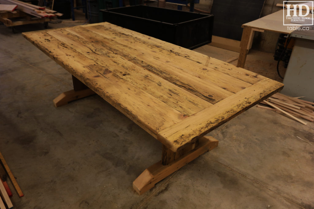 reclaimed wood table, unfinished table, gerald reinink, trestle table