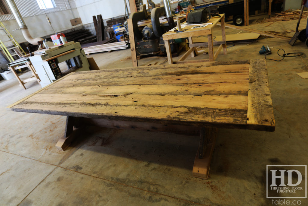 reclaimed wood table, unfinished table, gerald reinink, trestle table