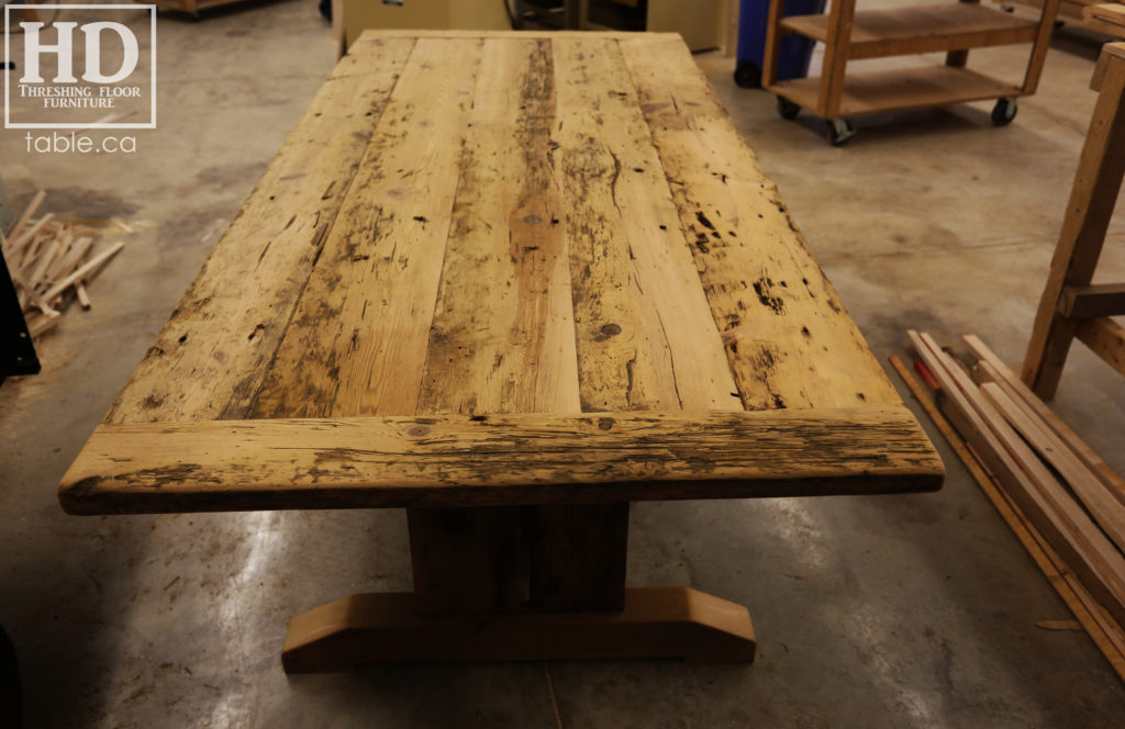 reclaimed wood table, unfinished table, gerald reinink, trestle table