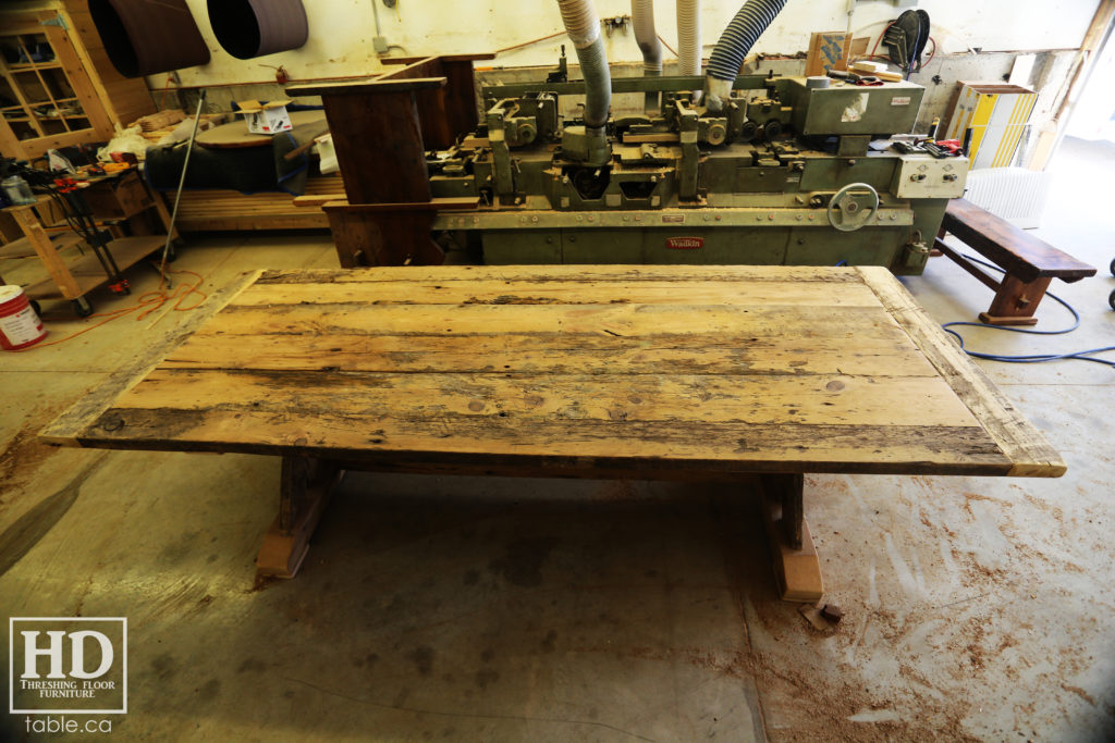 reclaimed wood table, unfinished table, gerald reinink, trestle table