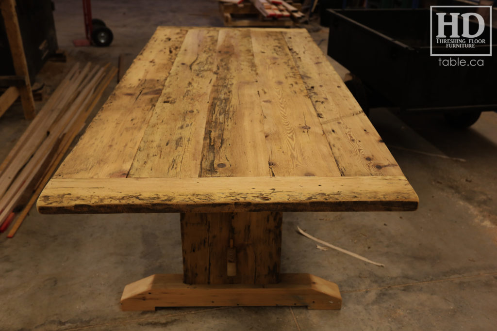 reclaimed wood table, unfinished table, gerald reinink, trestle table