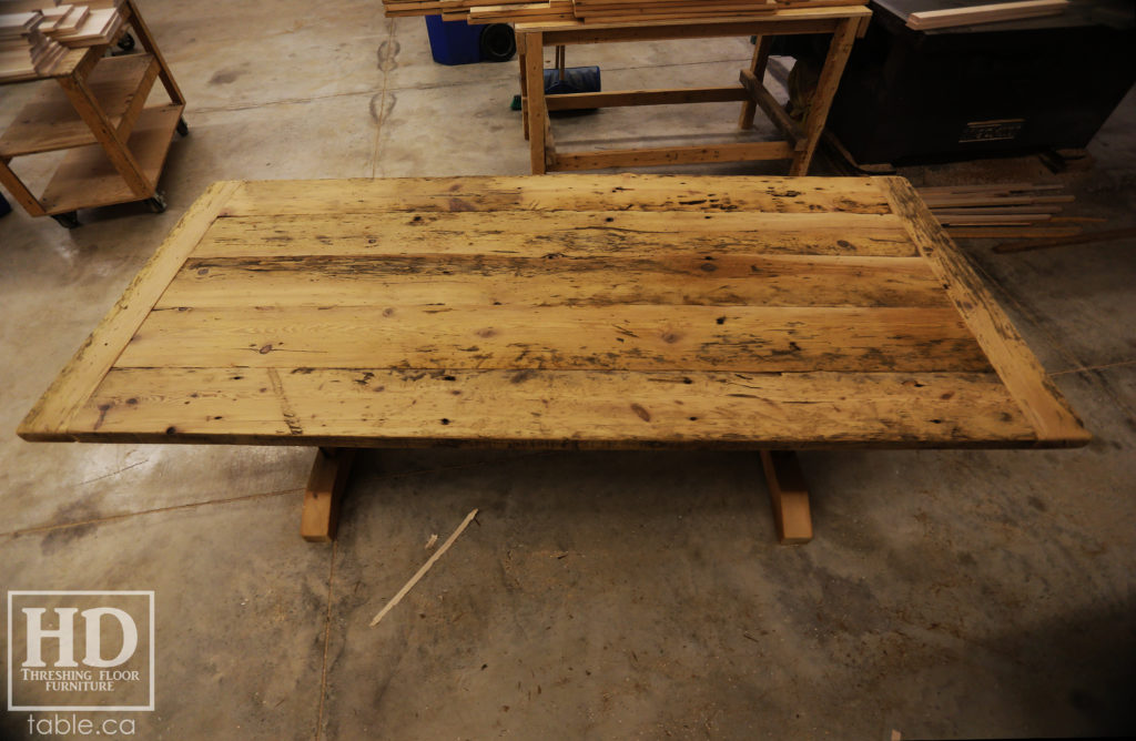 reclaimed wood table, unfinished table, gerald reinink, trestle table