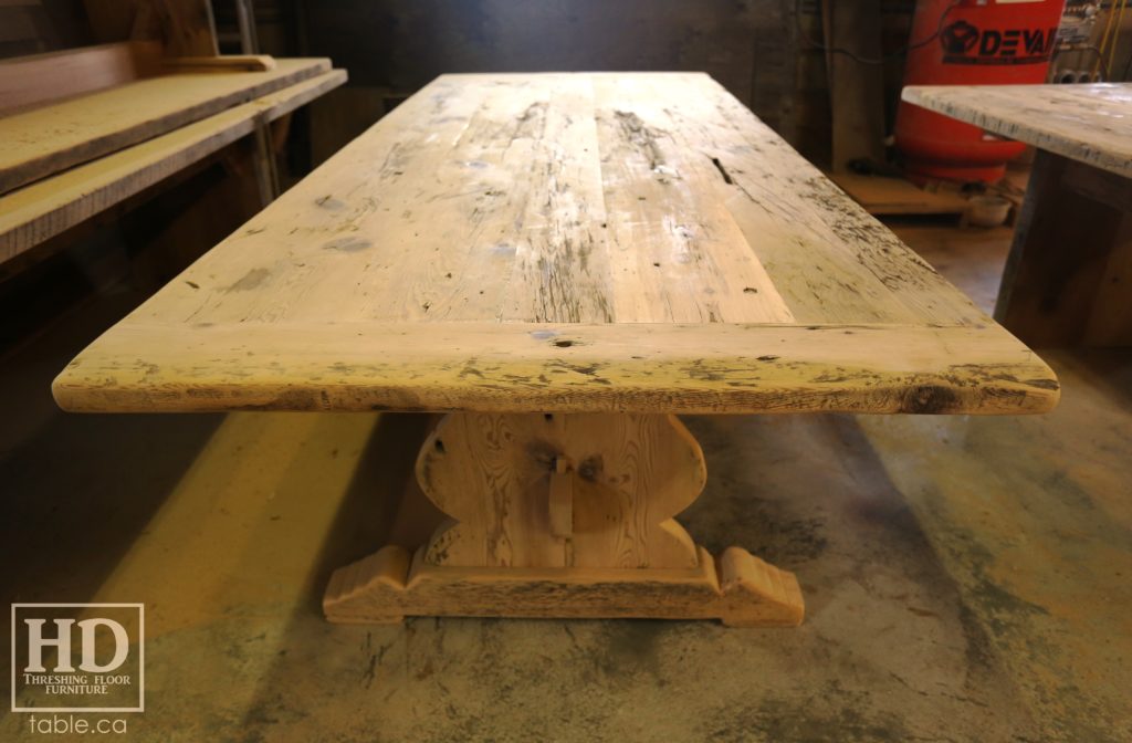 reclaimed wood table, unfinished table, gerald reinink, trestle table