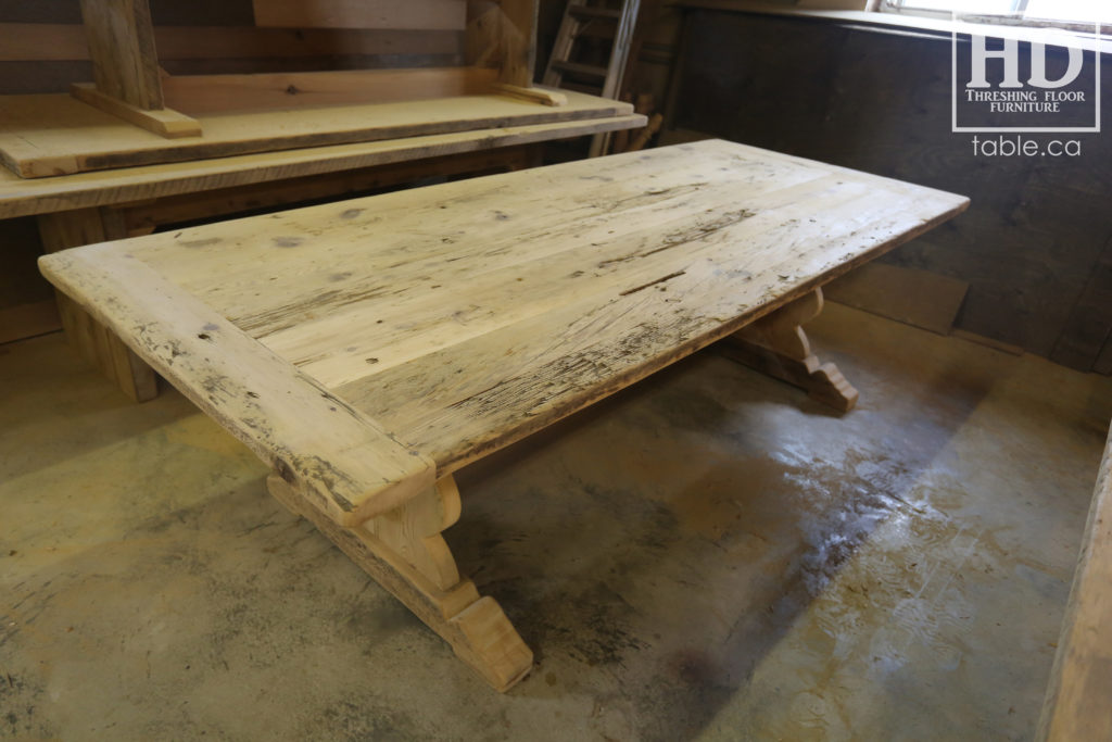 reclaimed wood table, unfinished table, gerald reinink, trestle table